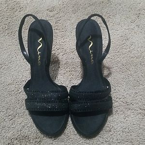 Nina Black Shimmer Heels 7.5M